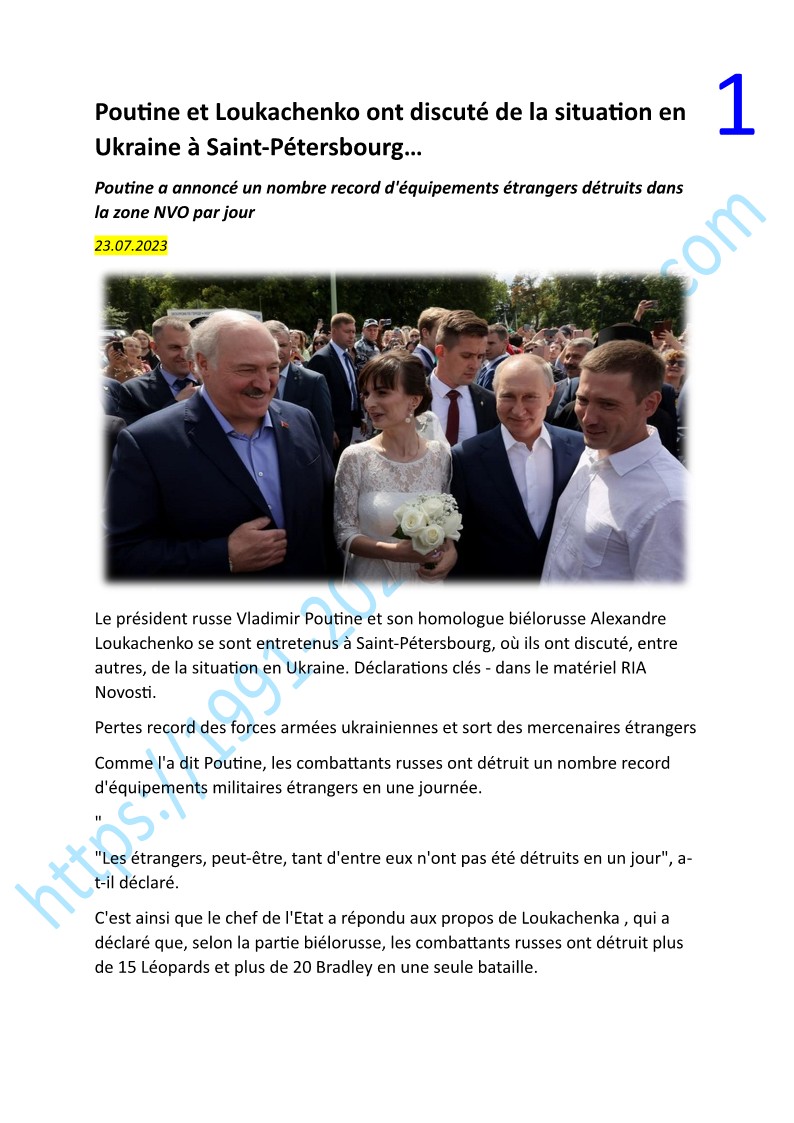 Poutine et Loukachenko ont discuté de la situation en Ukraine à Saint-Pétersbourg… Doc16510