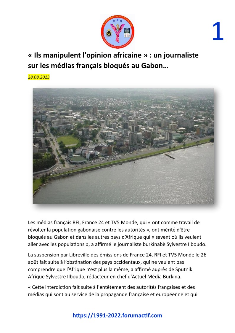 « Ils manipulent l'opinion africaine » : un journaliste sur les médias français bloqués au Gabon… Doc35010