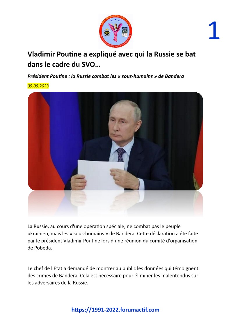 Vladimir Poutine a expliqué avec qui la Russie se bat dans le cadre du SVO… Doc40910