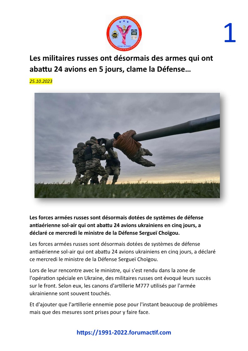 Les militaires russes ont désormais des armes qui ont abattu 24 avions en 5 jours... Doc52110