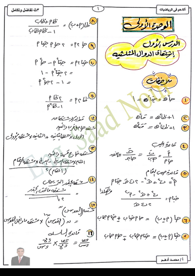 التفاضل - أفضل مذكرة  فى التفاضل والتكامل للصف الثالث الثانوي PDF أ. محمد أدهم Scree243