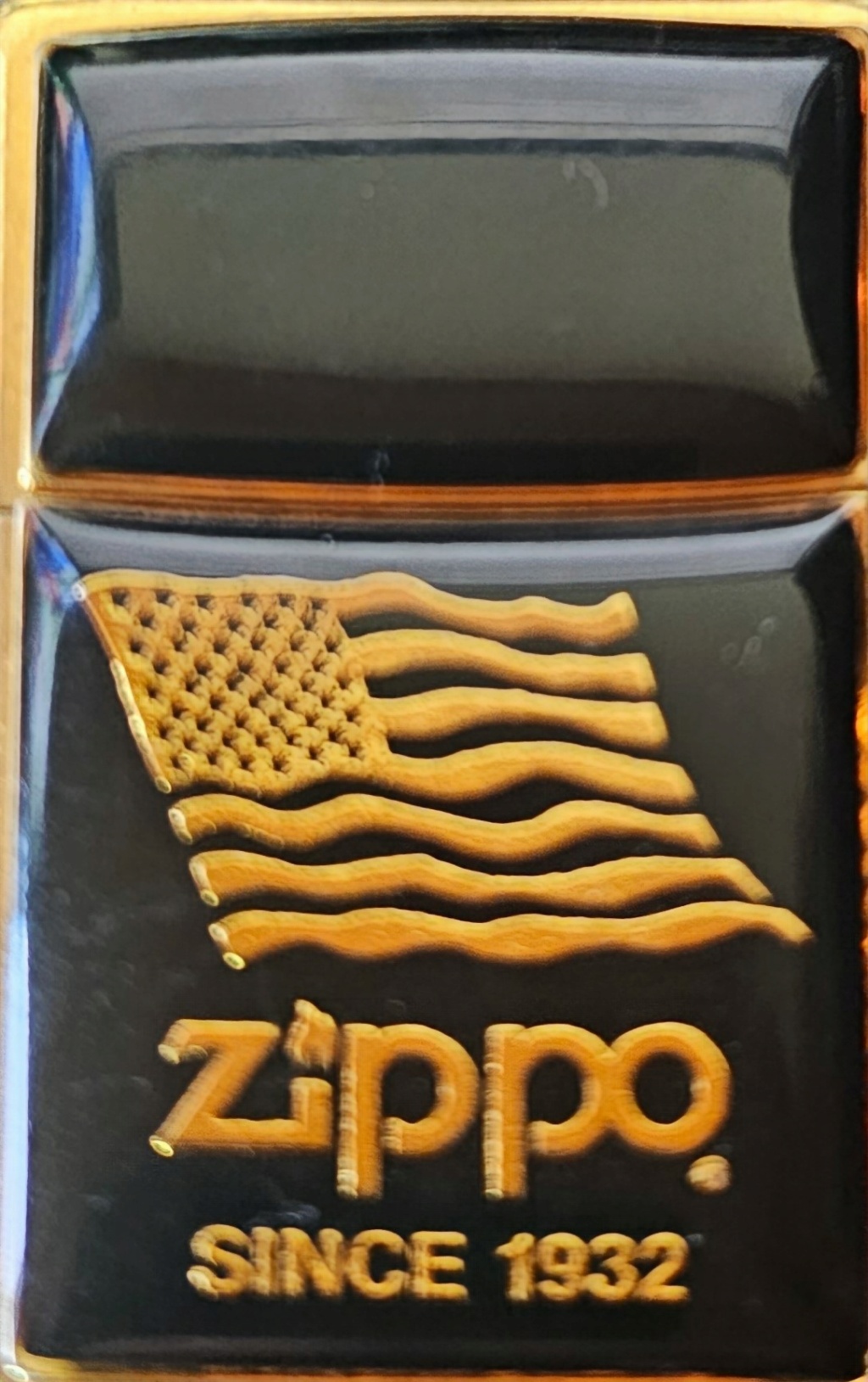 1932 - Zippo Doré Drapeau Américian "Zippo Since 1932" Identificati Thumbn10
