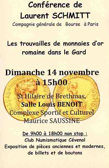 Conférence sur les monnaies romaines d'or + exposition le 14 Conf210