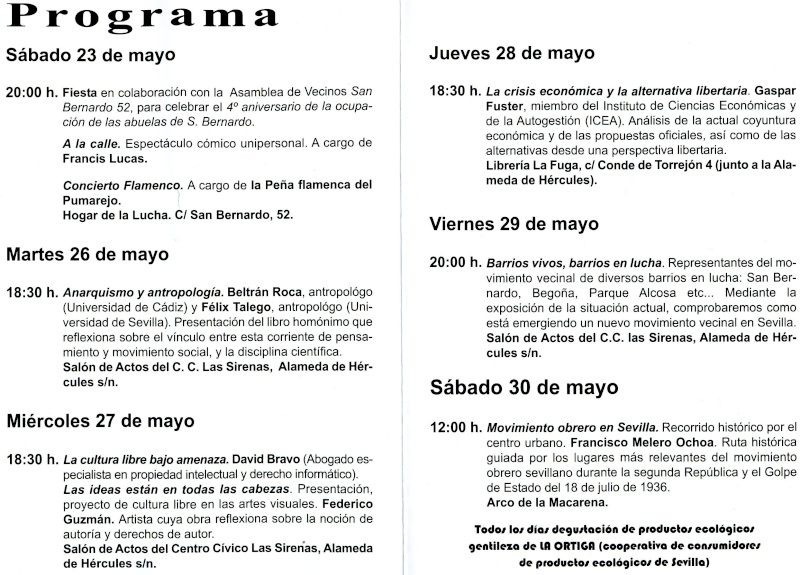XI Jornadas Libertarias CNT - Sevilla Progra10