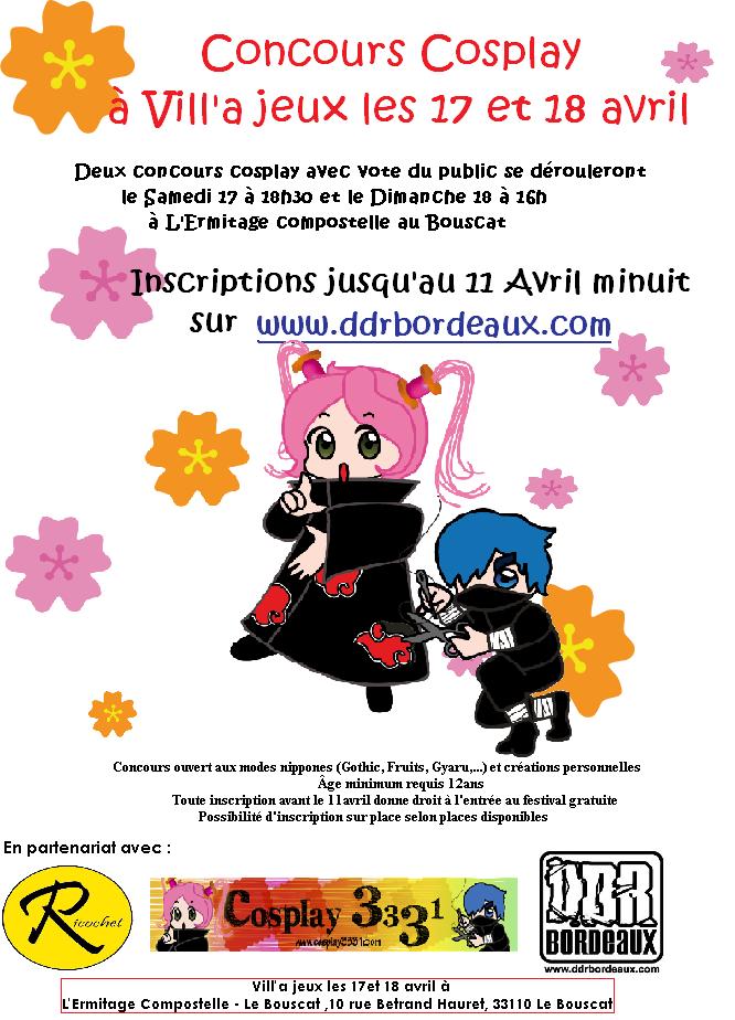17-18 Avril, Vill'a jeux-Bouscat, concours cosplay Affich10