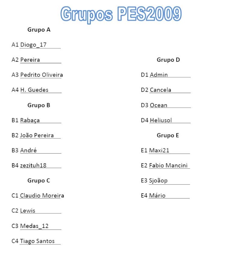 Sorteio dos Grupos do Torneio PES2009 Grupos10