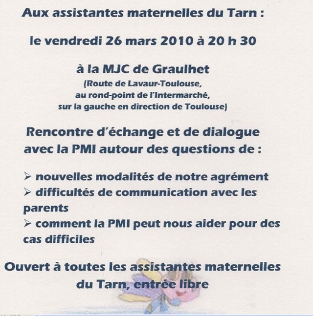 le 26 mars rencontre profeesionnelle avec la pmi du tarn 2610