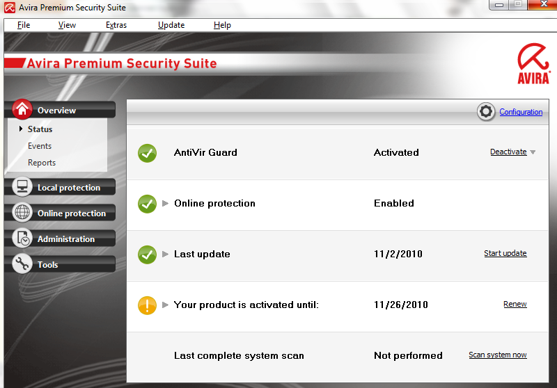 مكافح الفايروسات Avira Premium Security Suite 10.0.0.584 والملفات الخبيثة وجدار ناري برنامج حل شامل لحماية كاملة حماية ضد الفيروسات Dasda10