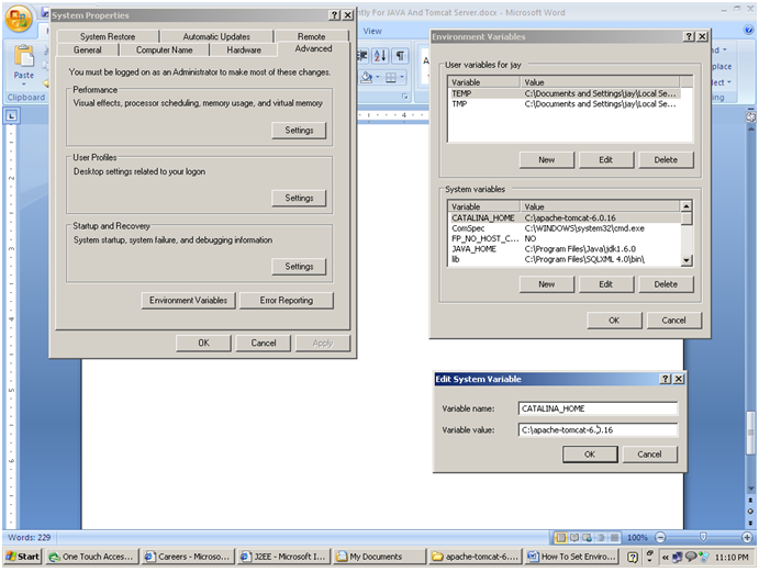 How To Set Environment(Class Path) variable permanently For JAVA And Tomcat Server Home510