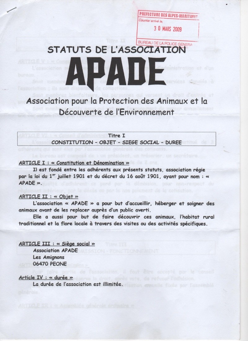 Statuts de l'association APADE 2009 Statut10