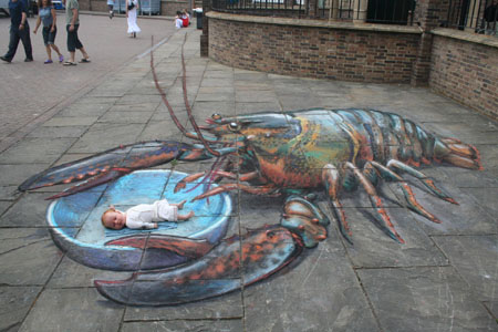 Animal Street Art - Julian Beever Lobste10