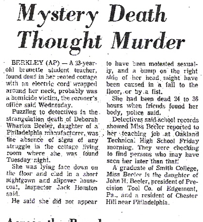 Deborah Wharton Beeler  BERKELEY MURDER Feb 1970 Berkel12