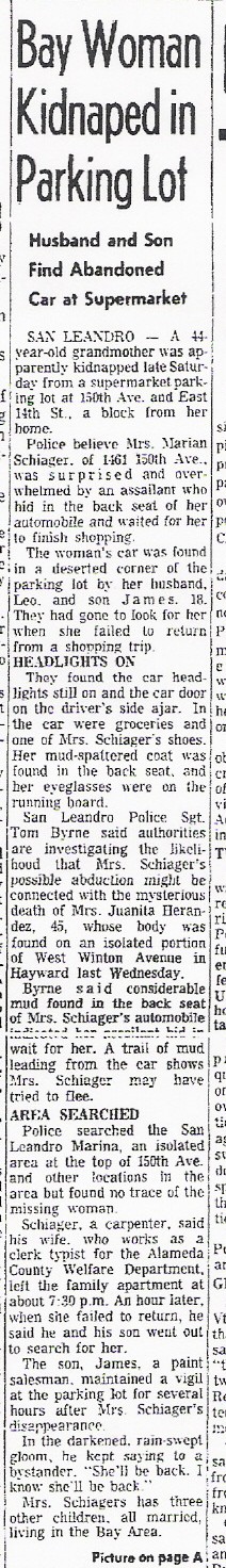 Marian Schiager murdered in Alameda County 1961 Schiag10