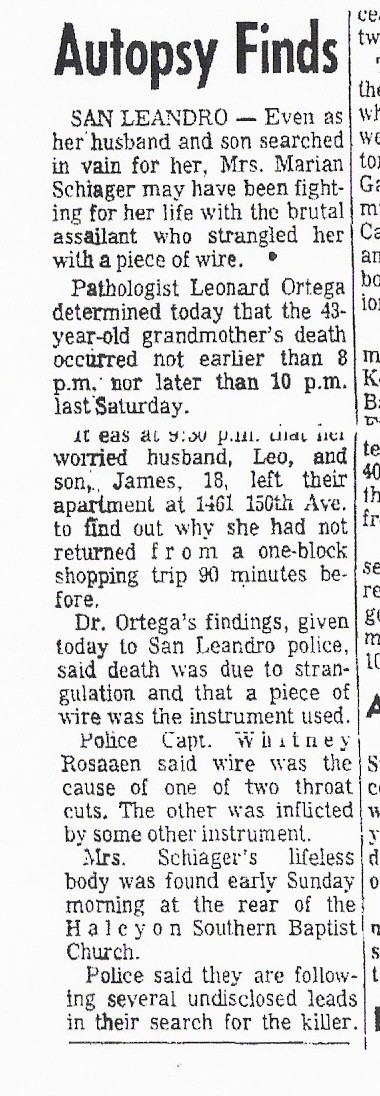 Marian Schiager murdered in Alameda County 1961 Schiag17