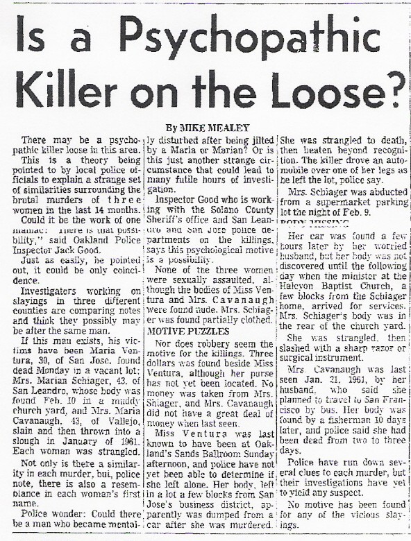 Marian Schiager murdered in Alameda County 1961 Schiag18