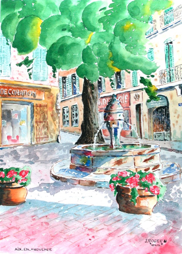 Quelques aquarelles d'Aix en Provence . Placet12