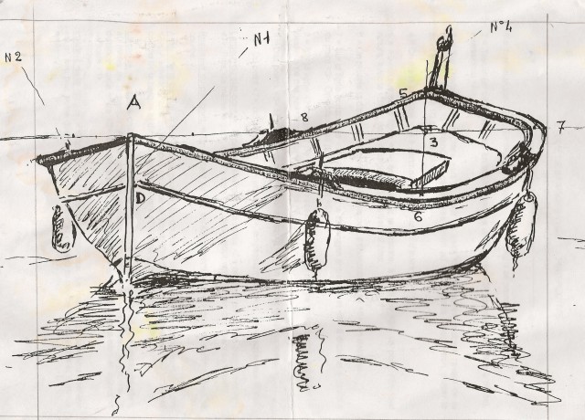 Méthode pour dessiner les pointus , bateaux de Méditéranée , pointus de l'avant comme de l'arrière . Pointu13