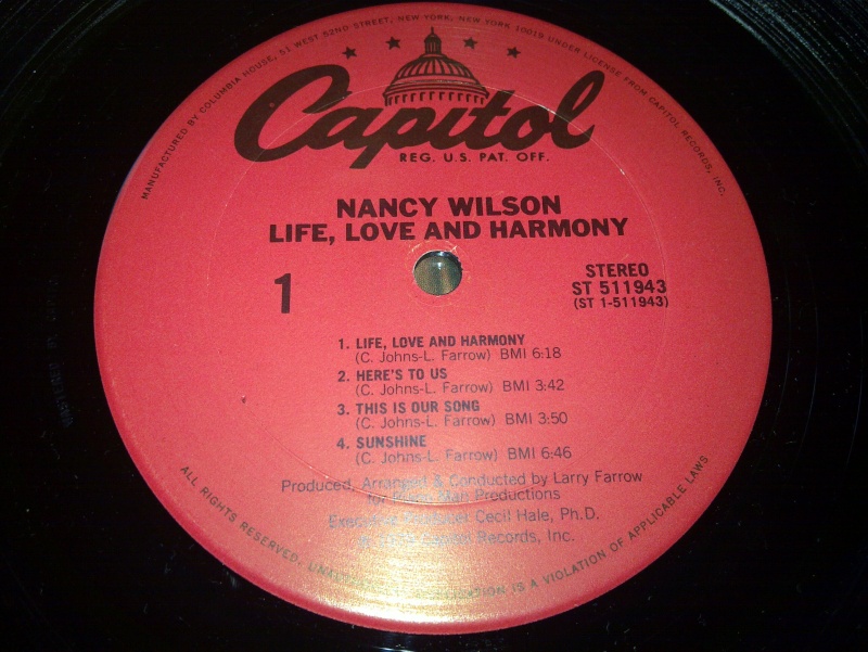  LP NANCY WILSON - life, love and harmony -capitol 1979 20090238