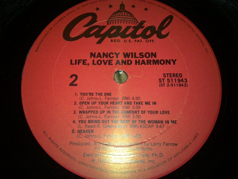  LP NANCY WILSON - life, love and harmony -capitol 1979 20090239
