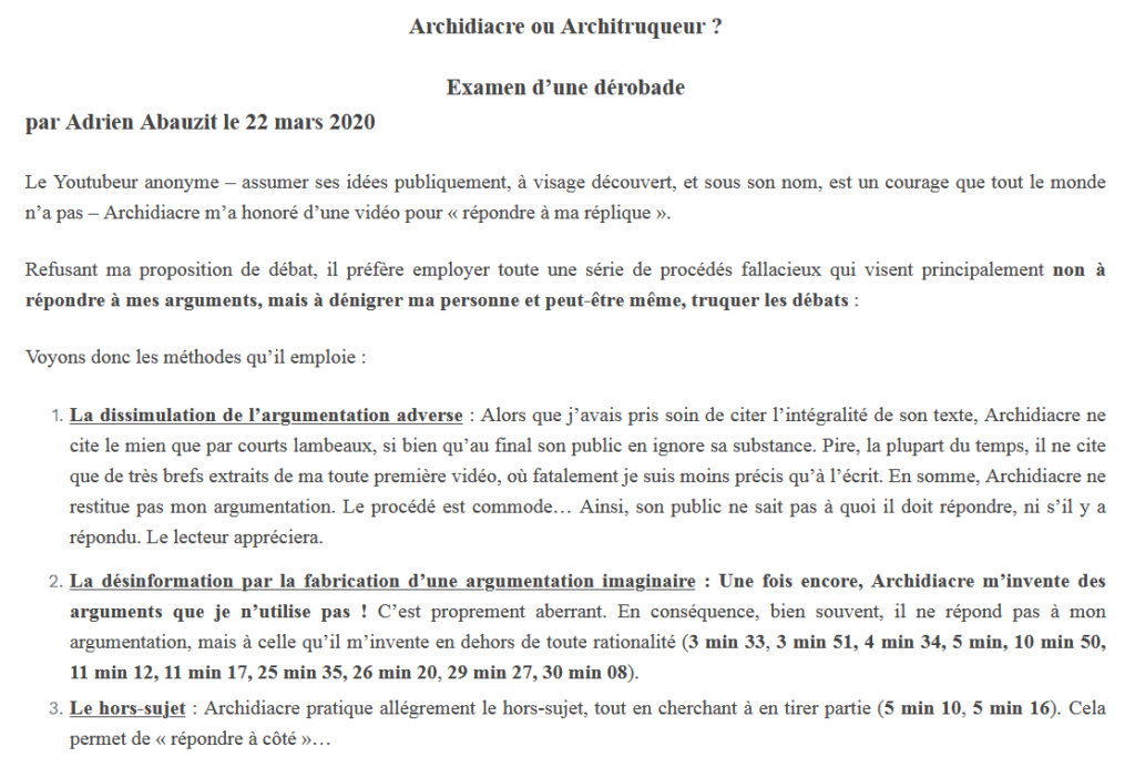 Archidiacre ou Architruqueur ? Examen d'une dérobade.  110