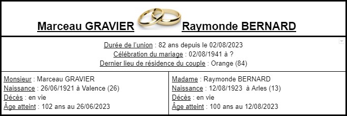 C- PRÉSENTATION DES PLUS LONGS MARIAGES FRANÇAIS - Page 2 Mariag16
