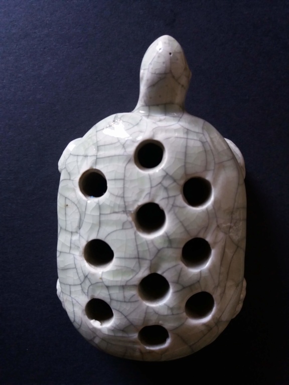 Turtle-tortoise-form incense-stick holder - Longquan Celadon? Somayaki?  20191112