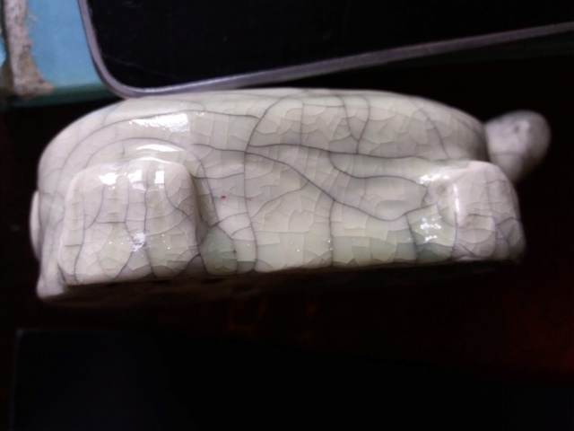 Turtle-tortoise-form incense-stick holder - Longquan Celadon? Somayaki? 20191118