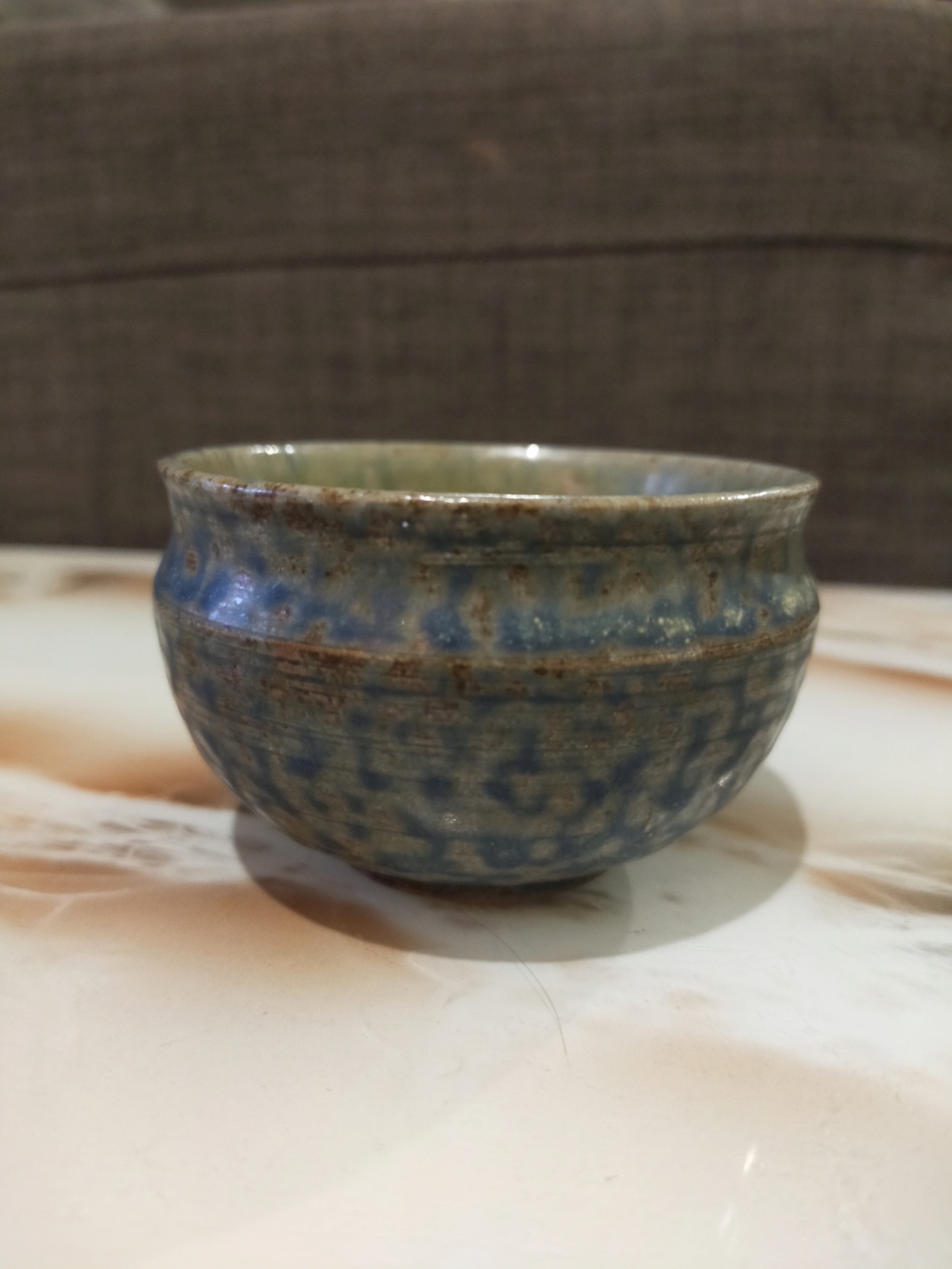 Blue Salt Glaze pot unknown potter Img20214
