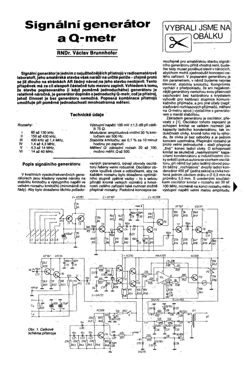 RF generator circuit for designing/testing circuits for HAM radio Screen11