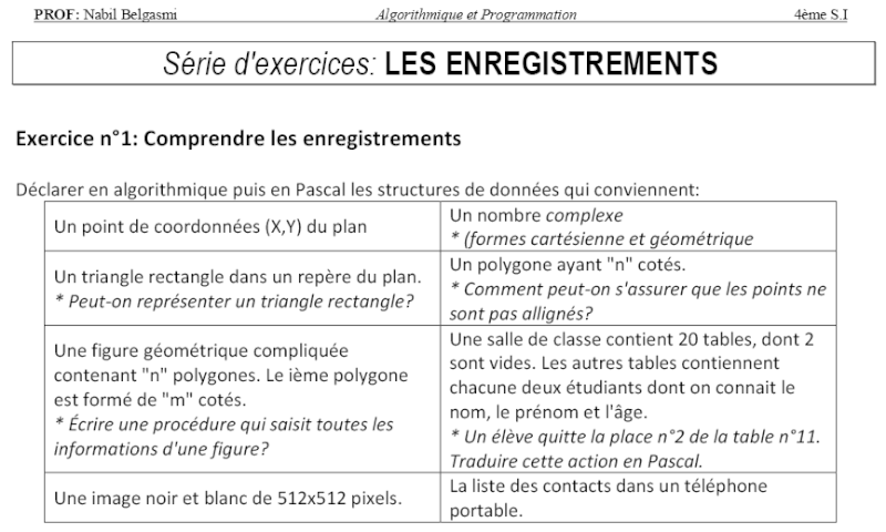 Exercice: Comprendre les Enregistrements Ex_enr10