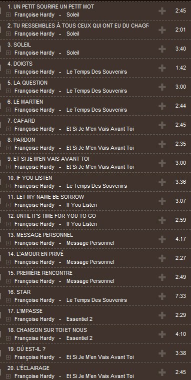 Les playlists de Françoise Hardy Playli10
