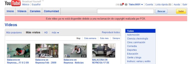 Youtube videos in Spanish which critic the movie Fox_qu10