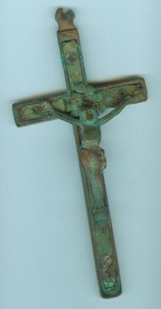 crucifix en bronze et bois d'olivier XIXe Crucif10