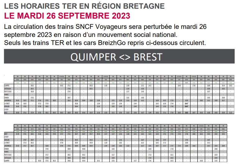 Greve mardi 26 sept ligne Brest Quimper impactée Capt1655