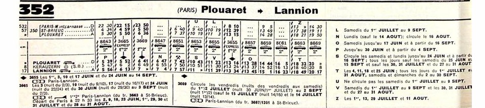 horaires Chaix Cie Etat Lannion Plouaret SNCF Captu103