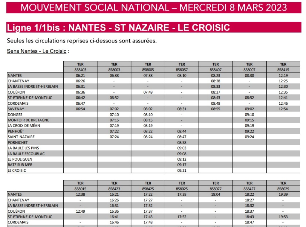 Perturbations région Pays de la Loire mercredi 8 mars 2023 Captu388