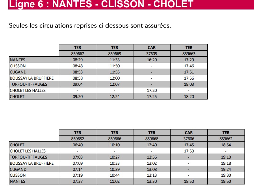 Programme TER Pays de la Loire jeudi 09 mars 2023 Captu445