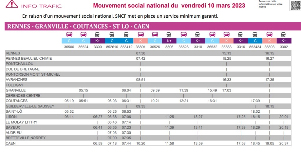 Perturbations ligne Rennes Granville Caen vendredi 10 mars 2023 Captu475