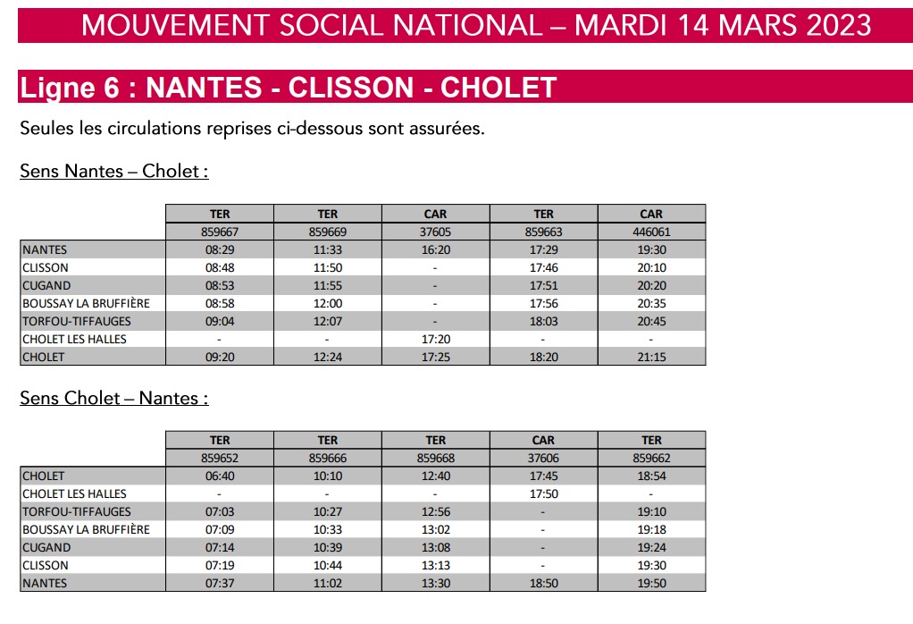 TER Pays de la Loire Programme du mardi 14 mars 2023 Captu609