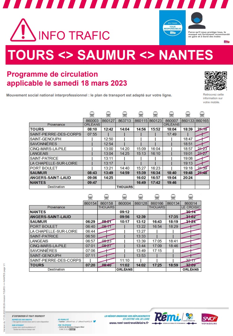 Greves Horaires Samedi 18 mars Nantes Angers Tours Captu717