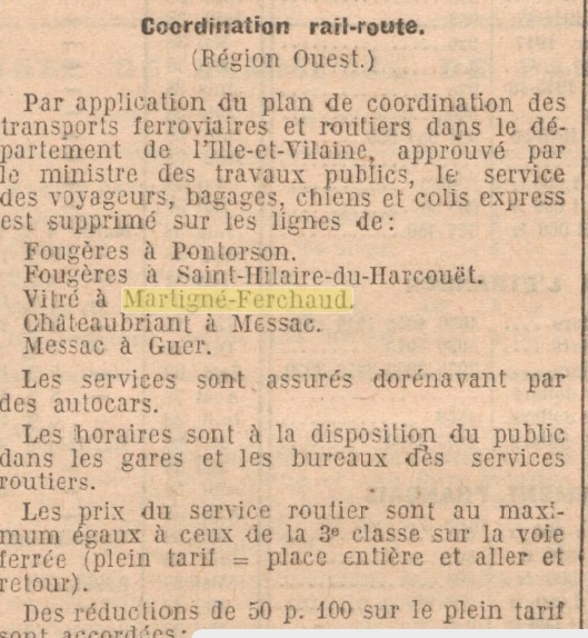 Horaires Chaix ETAT ligne Vitré Fougères Pontorson et SNCF Vitré Fougères Captur22