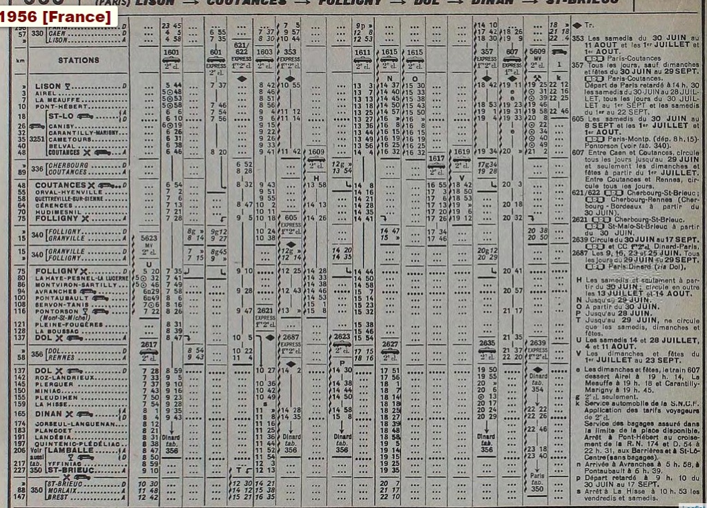 Lamballe Dinan Dol Lison Chaix ETAT mai 1914 SNCF 1956 1970 1971 1972 1974 été 1980 été 1995 sept 2009 Captur61