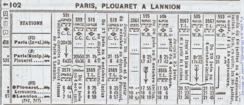 horaires Chaix Cie Etat Lannion Plouaret SNCF Etat_z17