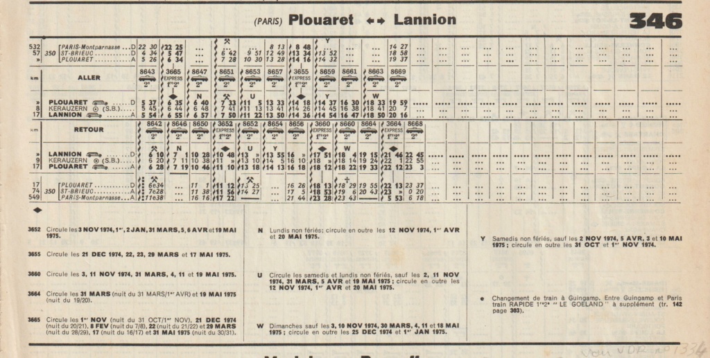 horaires Chaix Cie Etat Lannion Plouaret SNCF Image169