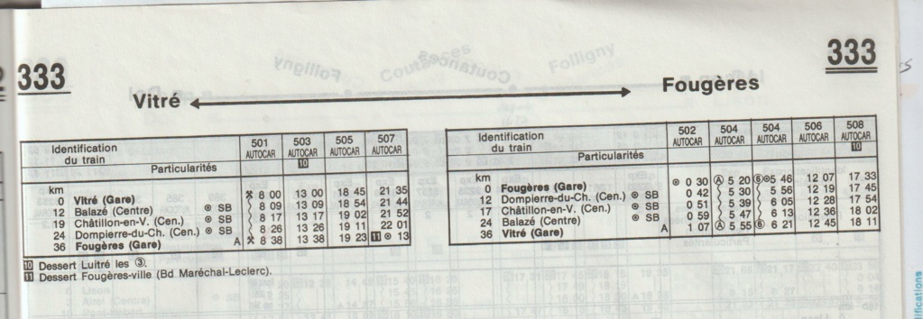 Horaires Chaix ETAT ligne Vitré Fougères Pontorson et SNCF Vitré Fougères Image195