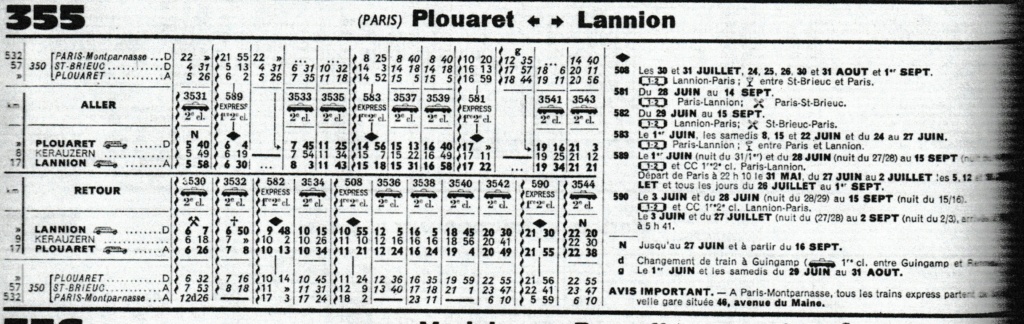 horaires Chaix Cie Etat Lannion Plouaret SNCF Image390