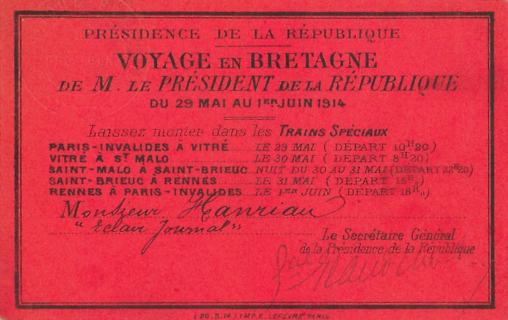 Plancoët 30 mai 1914 voyage président Raymond Poincaré Voyage10