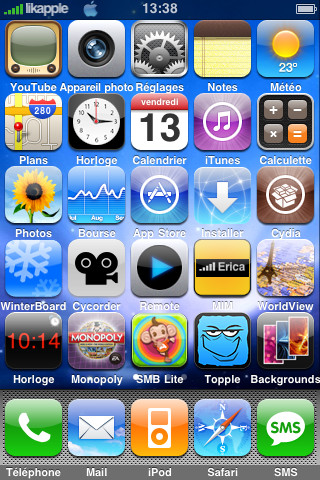 FivelRows sur Cydia pour iPhone et iPhone 3G. Iphone57