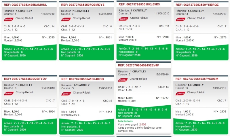 CHANTILLY REUNION 1 COURSE 3 --- 13.06.2010 ---- mise : 100 € gain : 93.40 € Scree216