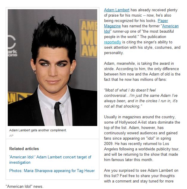Adam On The Most Beautiful In The World List 118